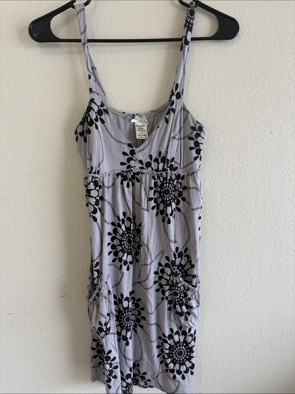 Forever 21 Gray Tank Dress with Black Floral Print